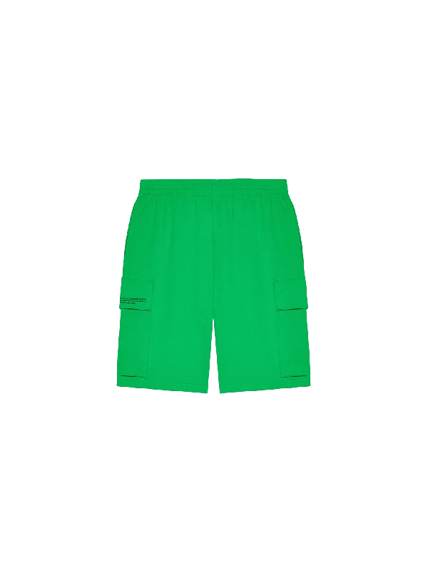 Womens Recycled Cotton Jersey Cargo Shorts—jade green