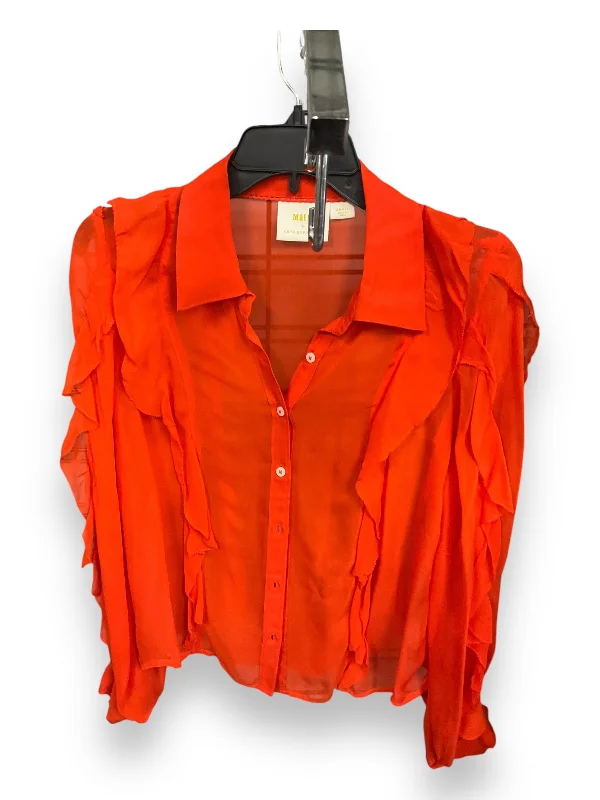 Blouse Long Sleeve By Maeve In Orange, Size: S