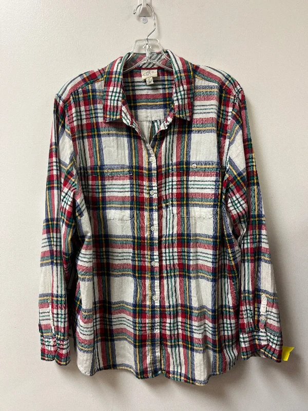 Blouse Long Sleeve By St Johns Bay In Plaid Pattern, Size: 2x