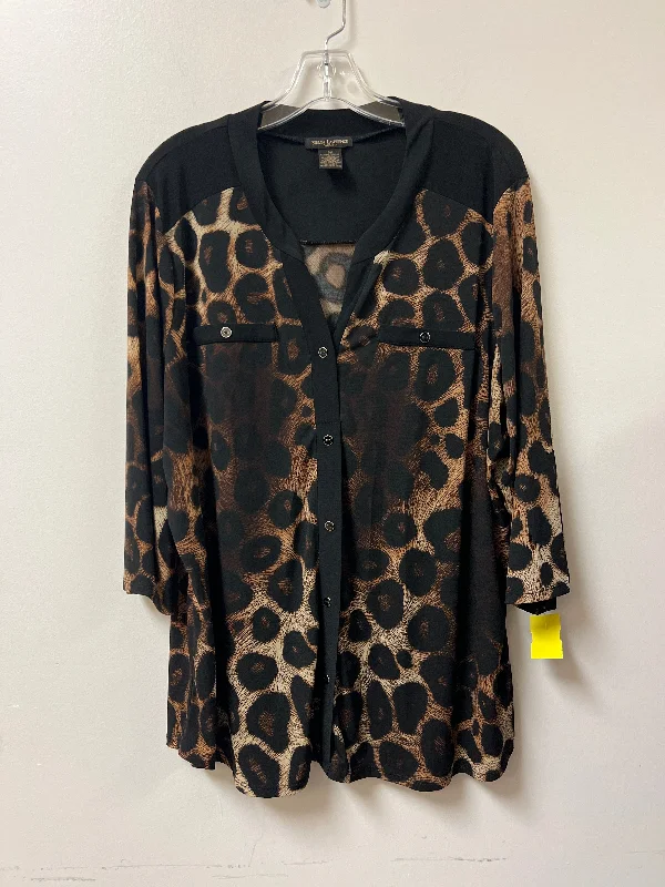 Blouse Long Sleeve By Susan Lawrence In Animal Print, Size: 3x