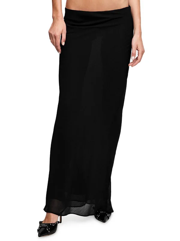 Devon Womens Sheer Low Rise Maxi Skirt