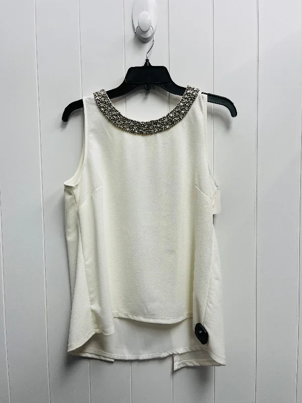 Top Sleeveless By Jules & Leopold In White, Size: M