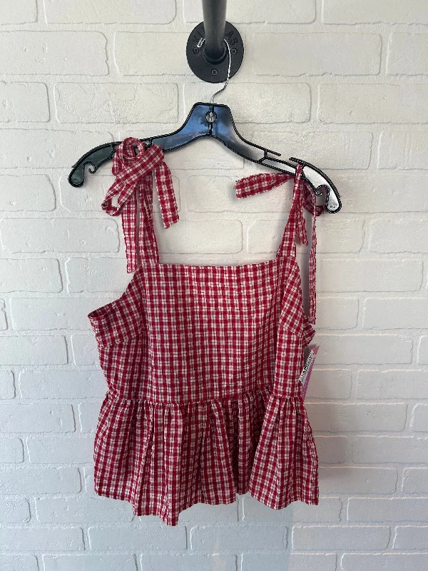 Top Sleeveless By Madewell In Red & White, Size: M