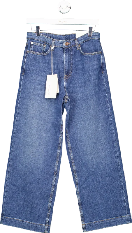 Jigsaw Vintage Mid Blue Tyne Cropped Wide Leg Jean W28