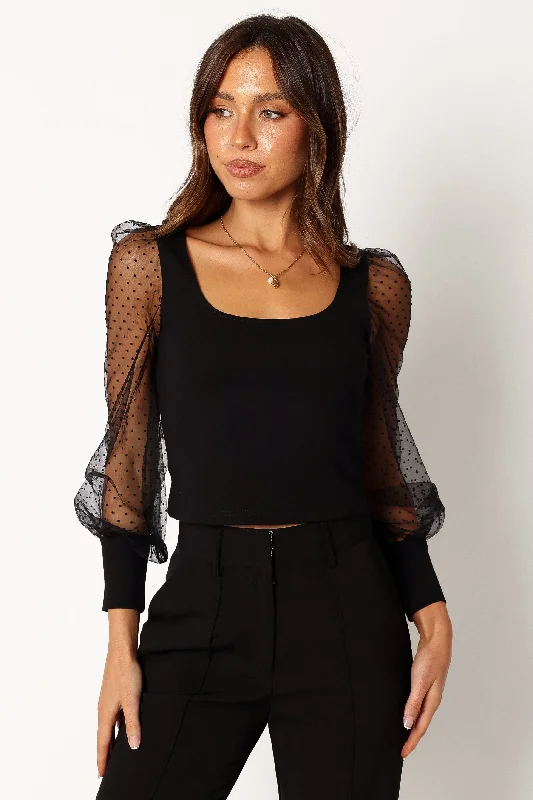 Wesson Sheer Sleeve Top - Black