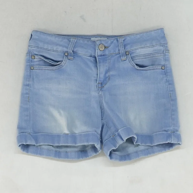 Blue Solid Denim Shorts