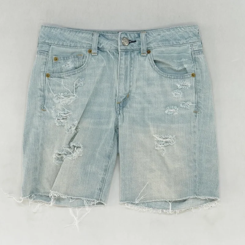 Blue Solid Denim Shorts