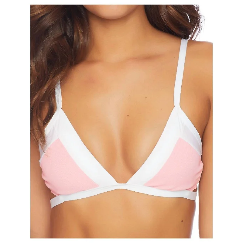 Color Blocked Bralette Bikini Top In Pink