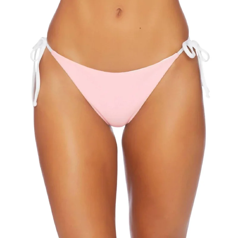 Color Blocked Reversible Side Tie Bikini Bottom In Pink