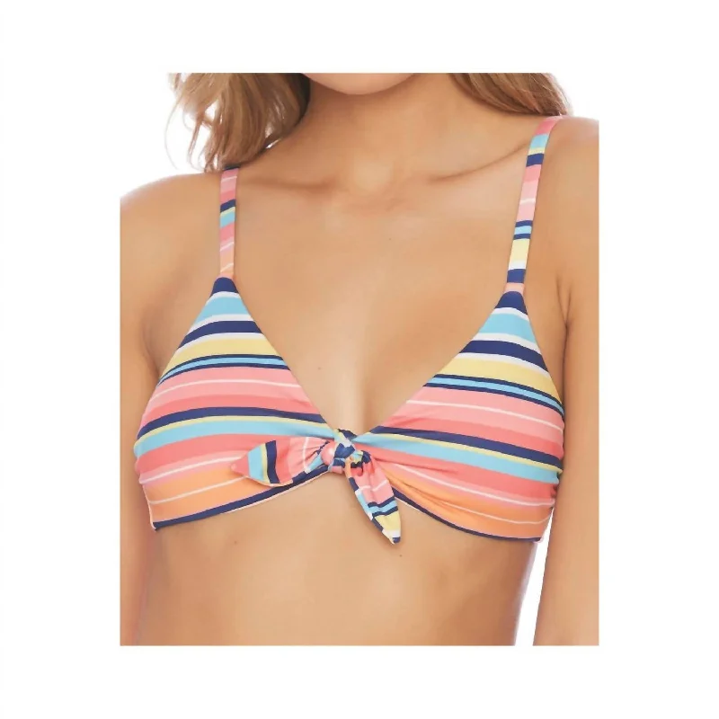 Fixed Tie Front Bikini Top In Juicy Fruit Multi