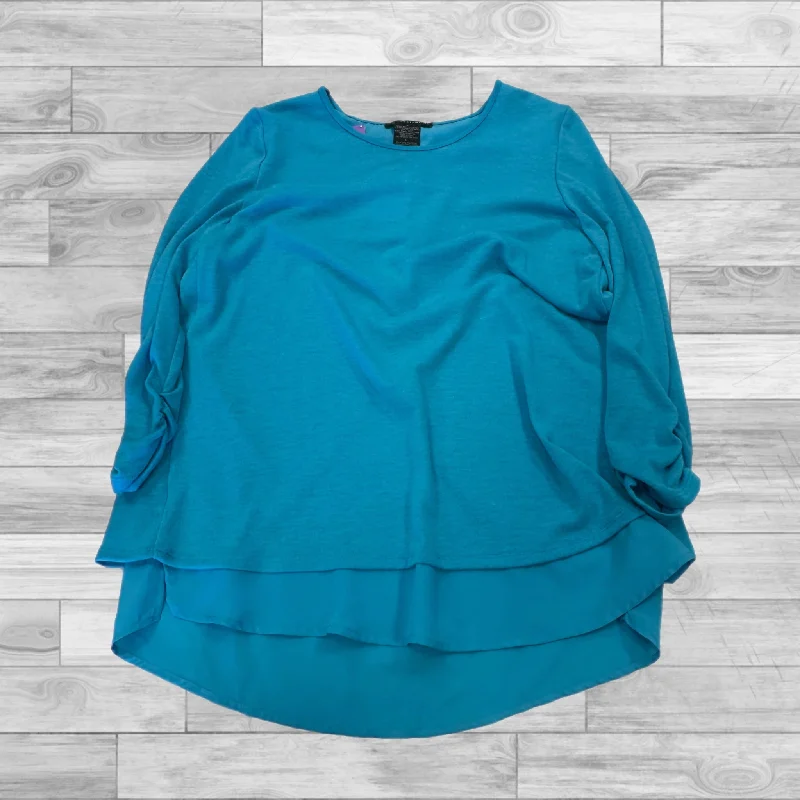 Top 3/4 Sleeve By Grace Elements In Blue, Size: L