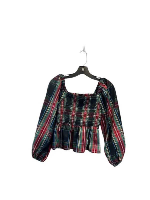 Top Long Sleeve By J. Crew In Plaid Pattern, Size: S