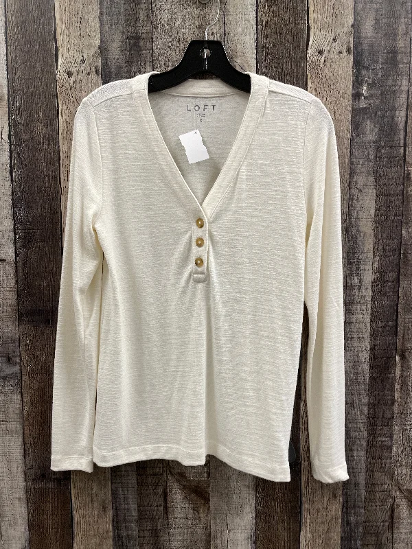 Top Long Sleeve By Loft In White, Size: S