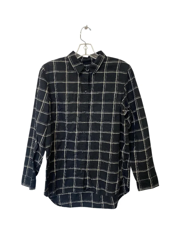 Top Long Sleeve By Madewell In Plaid Pattern, Size: M