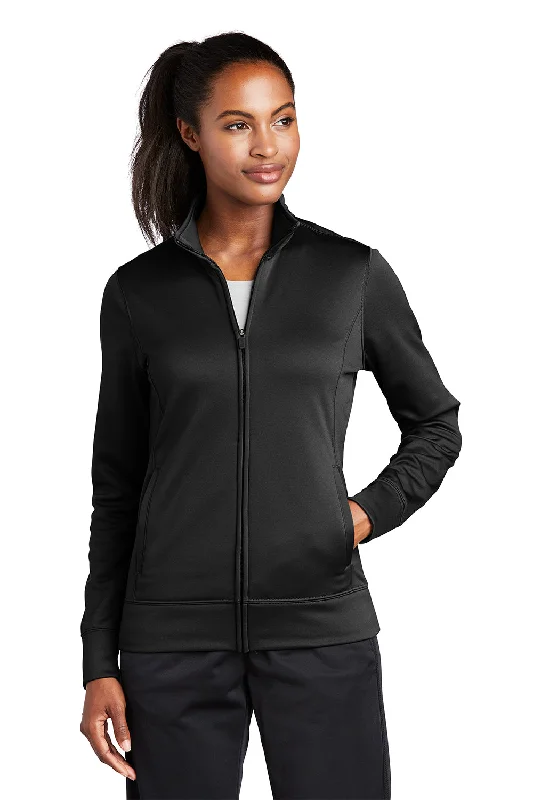 Sport-Tek Womens Sport-Wick Moisture Wicking Fleece Full Zip Sweatshirt - Black