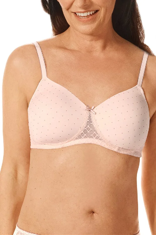 Anna Padded Non-Wired Bra - light rose / dark mauve - #44917