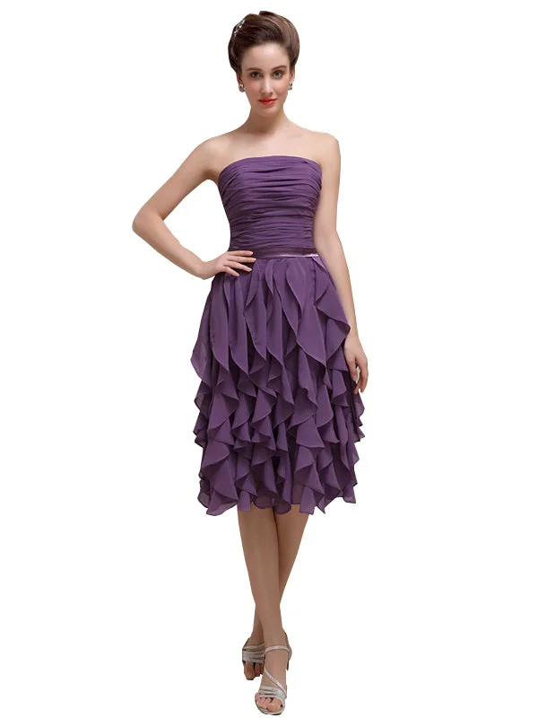 Elegant Strapless Princess A-line Knee-Length Bridesmaid Dresses