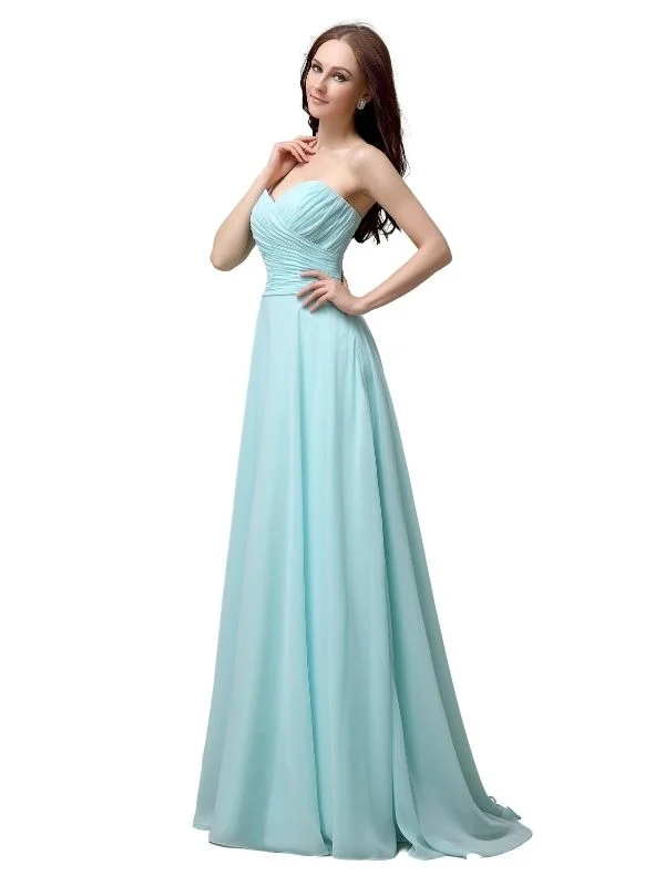 Pretty Sweetheart Chiffon A-line Floor-Length Long Bridesmaid Dresses