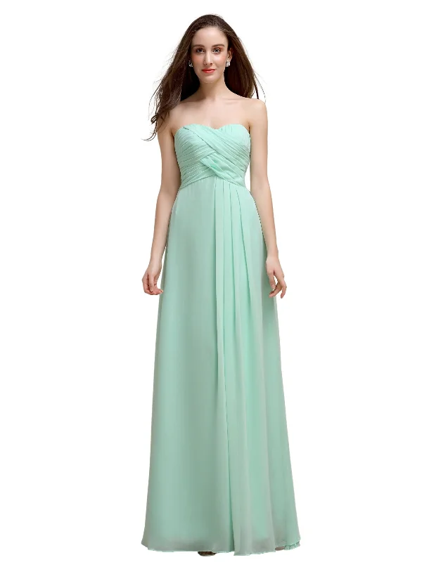 Simple Sweetheart Sleeveless A-line Floor-Length Bridesmaid Dresses