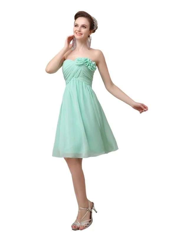 A-line Chiffon Sweetheart Knee-Length Short Bridesmaid Dresses