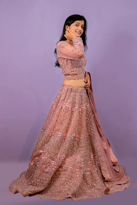 Peach Lehenga Choli for Wedding - Rent